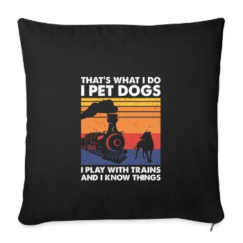 C’est ce que les chiens de compagnie jouent avec les trains miniatures - Housse de coussin décorative 45 x 45 cm - noir - Devant