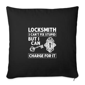 I Can't Fix Stupid But Charge It Locksmith - Sofa pillowcase 17,3'' x 17,3'' (45 x 45 cm) - black - Front