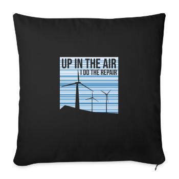 Dans les airs, je fais la réparation, technicien d’éoliennes - Housse de coussin décorative 45 x 45 cm - noir - Devant