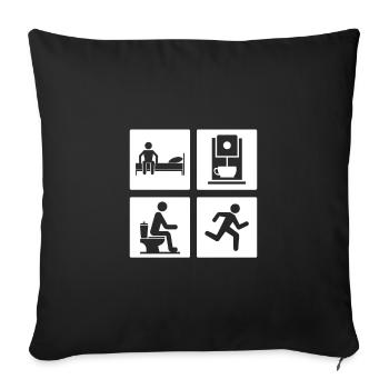 Wake Up Coffee Poop Run - Coureur de marathon - Housse de coussin décorative 45 x 45 cm - noir - Devant