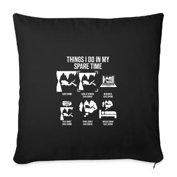 Ce que je fais pendant mon temps libre, Cave Diver - Housse de coussin décorative 45 x 45 cm - noir - Devant