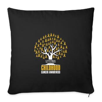 Goldene Schleife Baum Kinderkrebs - Sofakissenbezug 45 x 45 cm - Schwarz - Vorne