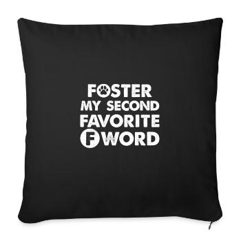 Mon deuxième mot F préféré - Prendre soin d’un chien - Housse de coussin décorative 45 x 45 cm - noir - Devant