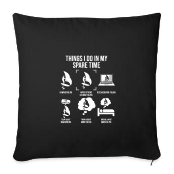 Things I Do In My Spare Time, Funny Wingfoiling - Sofa pillowcase 17,3'' x 17,3'' (45 x 45 cm) - black - Front