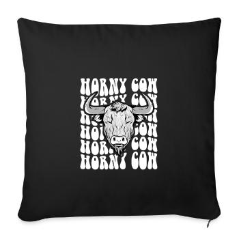 Horny Cow, Haarige Kuh Schottisches Hochlandrind - Sofakissenbezug 45 x 45 cm - Schwarz - Vorne