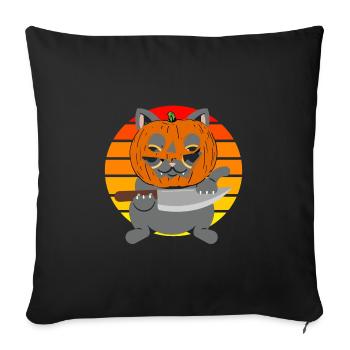 Halloween Cat Pumpkin Head - Sofa pillowcase 17,3'' x 17,3'' (45 x 45 cm) - black - Front