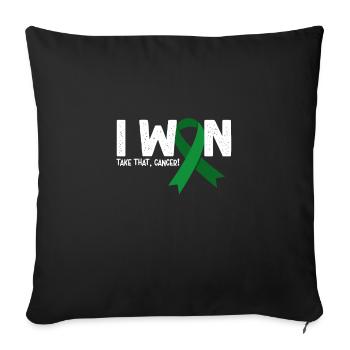 J’ai gagné le cancer, survivant du cancer du foie - Housse de coussin décorative 45 x 45 cm - noir - Devant