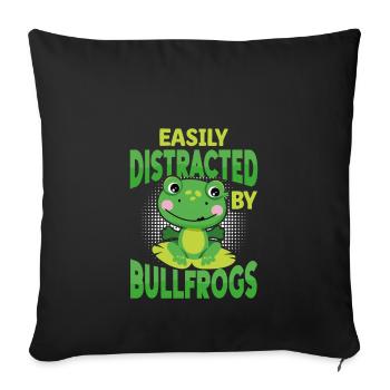 Easily Distracted By Bullfrogs, Frog - Sofa pillowcase 17,3'' x 17,3'' (45 x 45 cm) - black - Front