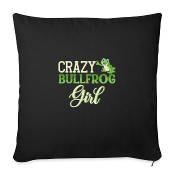 Crazy Bullfrog Girl, Frog lover - Sofa pillowcase 17,3'' x 17,3'' (45 x 45 cm) - black - Front