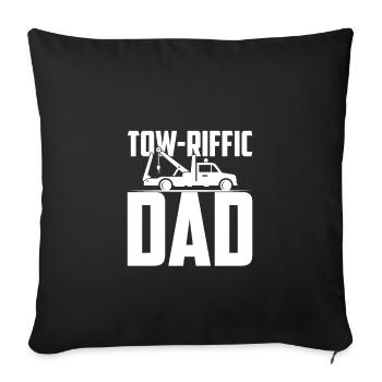 Papa remorqué, papa drôle de dépanneuse - Housse de coussin décorative 45 x 45 cm - noir - Devant