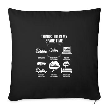Things I Do In My Spare Time, Abschleppwagenfahrer - Sofakissenbezug 45 x 45 cm - Schwarz - Vorne
