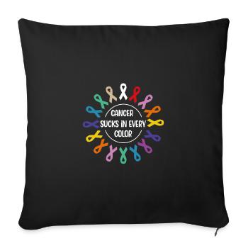 Cancer Sucks In Every Color - Sofa pillowcase 17,3'' x 17,3'' (45 x 45 cm) - black - Front