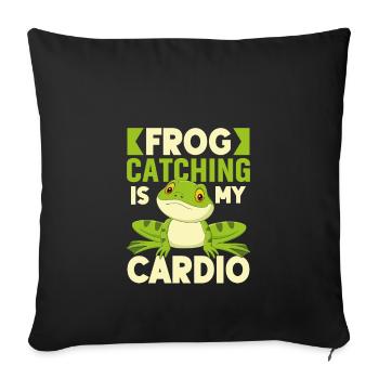 Frog Catching Is My Cardio, Frog Hunter - Sofa pillowcase 17,3'' x 17,3'' (45 x 45 cm) - black - Front