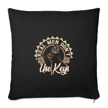 Real Men Don't Use Keys, Locksmith - Sofa pillowcase 17,3'' x 17,3'' (45 x 45 cm) - black - Front