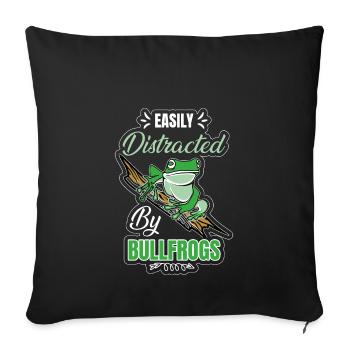 Easily Distracted By Bullfrogs, Frog Hunting - Sofa pillowcase 17,3'' x 17,3'' (45 x 45 cm) - black - Front