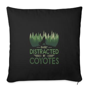 Easily Distracted By Coyotes, Kojotenjagd - Sofakissenbezug 45 x 45 cm - Schwarz - Vorne