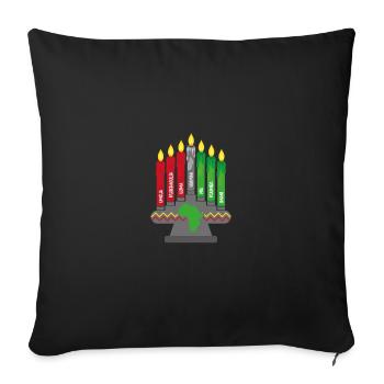Mishumaa with 7 principles, Kwanzaa Kinara - Sofa pillowcase 17,3'' x 17,3'' (45 x 45 cm) - black - Front