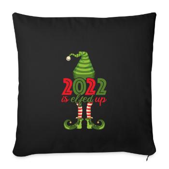 2022 est Elfed Up - Drôle de pyjama familial de Noël - Housse de coussin décorative 45 x 45 cm - noir - Devant