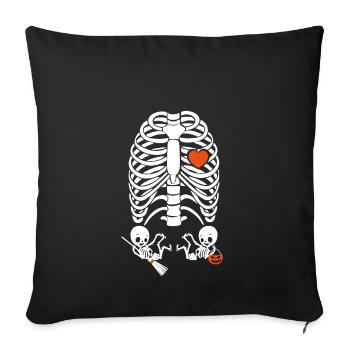 Twins Pregnancy Announcement Halloween Skelett - Sofakissenbezug 45 x 45 cm - Schwarz - Vorne