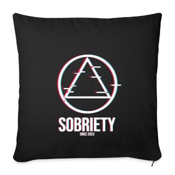 alcoholics AA anonymous sobriety sober since 2023 - Sofa pillowcase 17,3'' x 17,3'' (45 x 45 cm) - black - Front