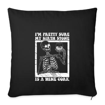 Ma pierre de naissance est un bouchon de vin, un amour du vin - Housse de coussin décorative 45 x 45 cm - noir - Devant