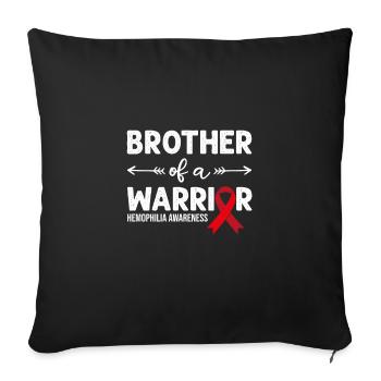 Frère d’un guerrier, ruban rouge hémophilie - Housse de coussin décorative 45 x 45 cm - noir - Devant