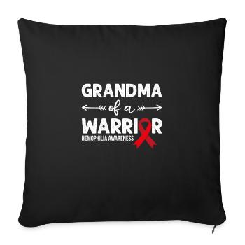 Grand-mère d’un guerrier, ruban rouge hémophilie - Housse de coussin décorative 45 x 45 cm - noir - Devant