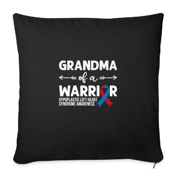 Grand-mère d’un guerrier, ruban rouge et bleu HLHS - Housse de coussin décorative 45 x 45 cm - noir - Devant