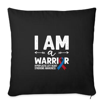 Je suis un guerrier, Ruban rouge et bleu HLHS Sensibilisation - Housse de coussin décorative 45 x 45 cm - noir - Devant