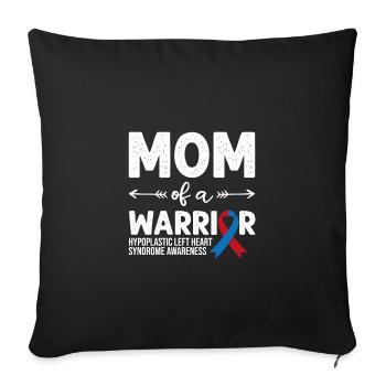 Maman d’un guerrier, Ruban rouge et bleu HLHS Sensibilisation - Housse de coussin décorative 45 x 45 cm - noir - Devant
