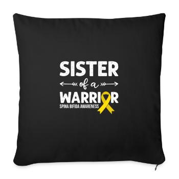 Sister Of A Warrior, Yellow Ribbon Spina Bifida - Sofa pillowcase 17,3'' x 17,3'' (45 x 45 cm) - black - Front