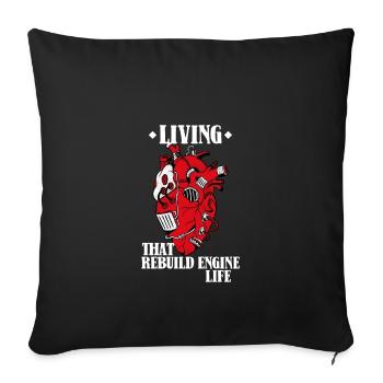 Living That Rebuild Engine Life, Operation Heart - Sofa pillowcase 17,3'' x 17,3'' (45 x 45 cm) - black - Front