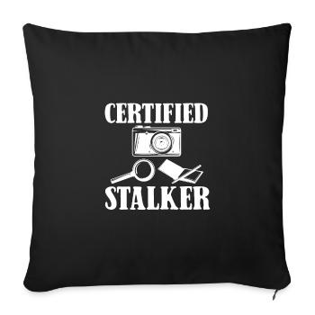 Stalker certifié, détective privé - Housse de coussin décorative 45 x 45 cm - noir - Devant