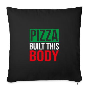 Pizza Built This Body, drôle d’amateur de pizza - Housse de coussin décorative 45 x 45 cm - noir - Devant