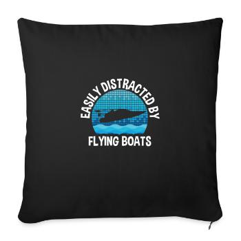 Easily Distracted By Flying Boats Drag Boat Racing - Sofa pillowcase 17,3'' x 17,3'' (45 x 45 cm) - black - Front