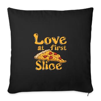 Love At First Slice, Pizza Liebhaber - Sofakissenbezug 45 x 45 cm - Schwarz - Vorne