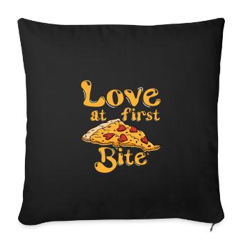 L'amour à la première bouchée, Pizzaiolo Pizza Chef - Housse de coussin décorative 45 x 45 cm - noir - Devant