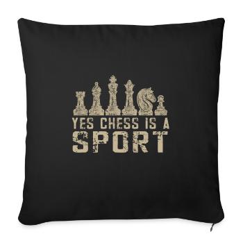 Lusitger Schachspieler Spruch I Schach - Sofakissenbezug 45 x 45 cm - Schwarz - Vorne