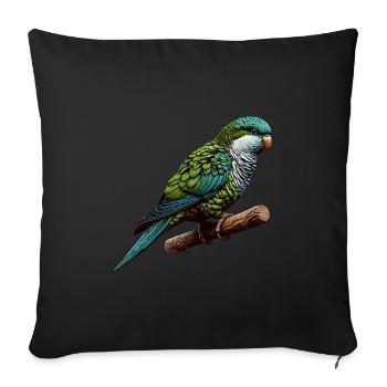 Quäker Papagei Mönch Sittich - Sofakissenbezug 45 x 45 cm - Schwarz - Vorne