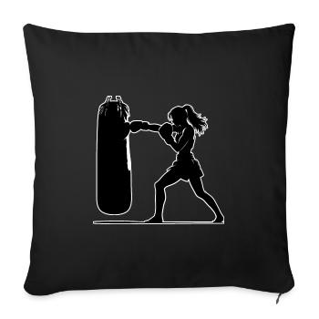 Muay Thaï Fille - Housse de coussin décorative 45 x 45 cm - noir - Devant