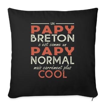PAPY BRETON cadeau fête papi breton - Housse de coussin décorative 45 x 45 cm - noir - Devant