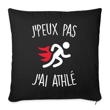 J'peux pas j'ai athlétisme - Housse de coussin décorative 45 x 45 cm - noir - Devant