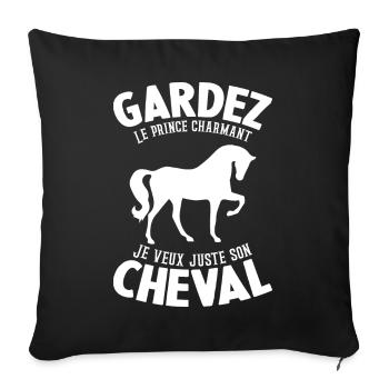Gardez Le Prince Charmant Je Veux Juste Son Cheval - Housse de coussin décorative 45 x 45 cm - noir - Devant