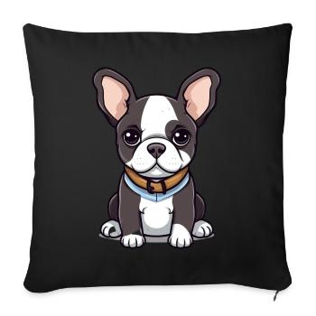 Niedliche Bulldogge Mops Hund - Sofakissenbezug 45 x 45 cm - Schwarz - Vorne