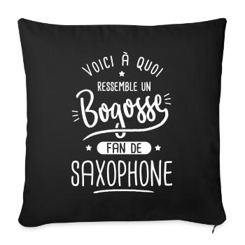 Saxophone Bogosse musique musicien xaxophoniste - Housse de coussin décorative 45 x 45 cm - noir - Devant