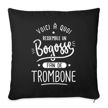 Trombone Bogosse fan musique musicien trombone - Housse de coussin décorative 45 x 45 cm - noir - Devant