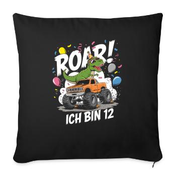 12th Birthday 12 Years Dino Monster Truck Fan - Sofa pillowcase 17,3'' x 17,3'' (45 x 45 cm) - black - Front