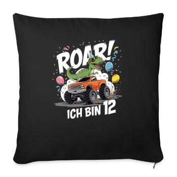 12th Birthday 12 Years Dino Monster Truck Fan - Sofa pillowcase 17,3'' x 17,3'' (45 x 45 cm) - black - Front