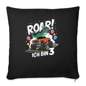3rd Birthday 3 Years Dino Monster Truck Fan - Sofa pillowcase 17,3'' x 17,3'' (45 x 45 cm) - black - Front
