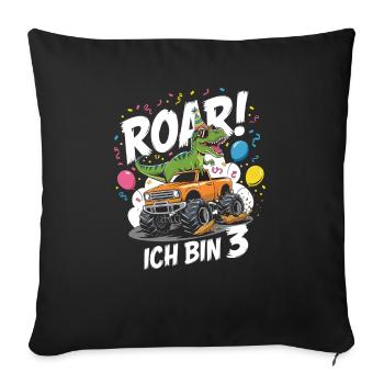 3rd Birthday 3 Years Dino Monster Truck Fan - Sofa pillowcase 17,3'' x 17,3'' (45 x 45 cm) - black - Front